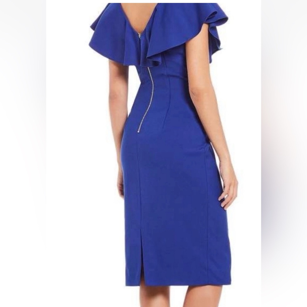 Antonio Melani Dress Ruffle Sleeve Blue Midi size 8 - Picture 2 of 9